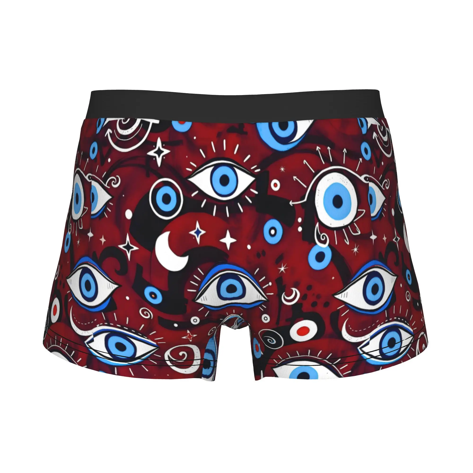Mystic Evil Eyes Red Underwear Male Print Crescent Moon Star Boxer Shorts Panties Briefs Soft Underpants