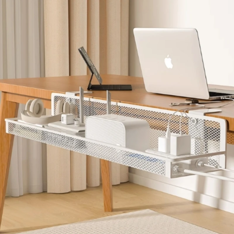 

Desk Cable Management Rack, Office Plug Holder, Router Stand for Home Use, Carbon Steel Multi-Function Cable Organizer