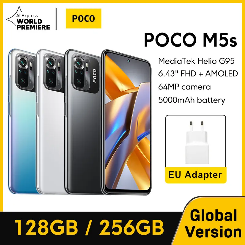 Глобальная версия, POCO M5s, 128 ГБ/256 ГБ, MTK G95, стандартный AMOLED дисплей, 5000 мАч, 33 Вт