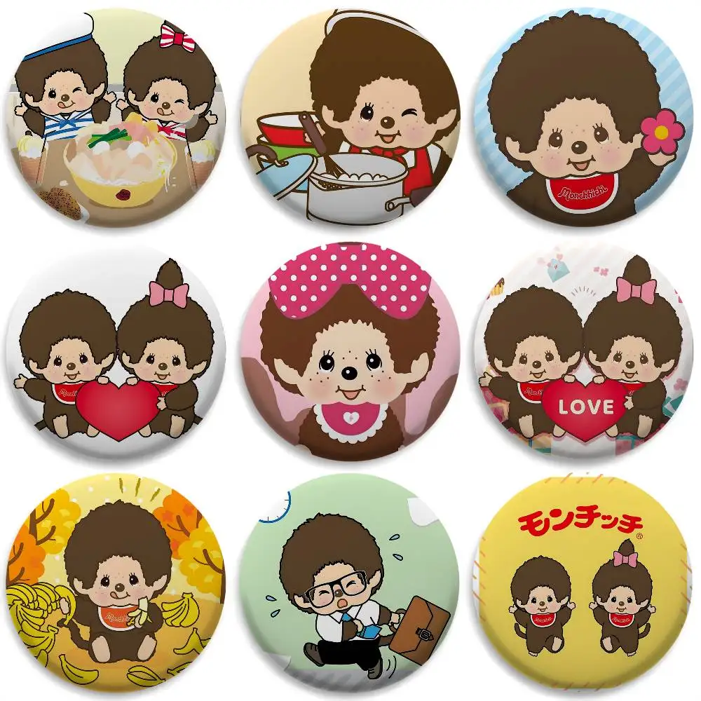

Cartoon M-Monchhichis Badges Round Exquisite Badge Brooches Creative Pins For Clothes Hat Backpack Gift Accessories