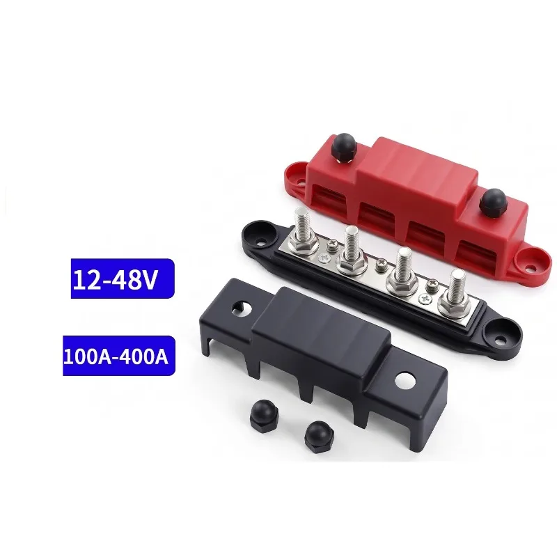 2PCS Red Black M6M8 High Current Bus Terminal Block Automobile Battery Modified High Power Copper Bar Terminal