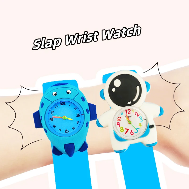 2024 New Cartoon Boys Girls Children Watches Baby Learn Time Toy Slap Bracelet Kids Watches Christmas Gift for Kid Aged 2-14