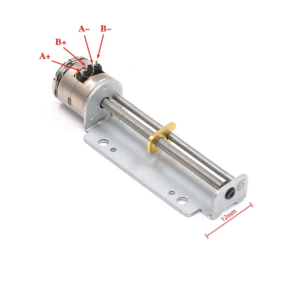 10mm 2 Phase 4 Wire Linear Screw Stepper Motor 18° Step Angle 53Ω Phase Resistance 32mm Stroke Metal Slide Table Stepper Motor