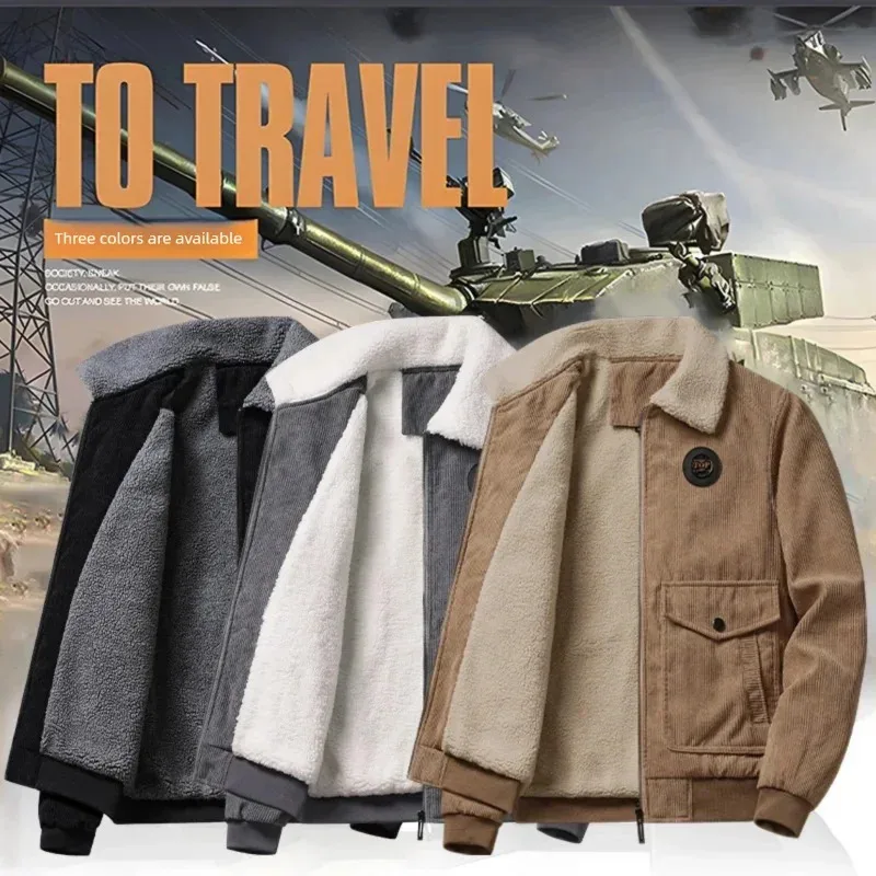 Ropa acolchada de algodón grueso y polar, abrigo de piel de cordero, ropa acolchada de algodón de pana para hombre, ropa de invierno para hombre