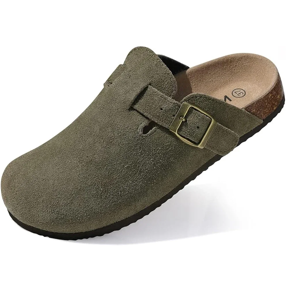Slippers For Men Fashion Retro Cork Clogs Men Mules Shoe with Arch Support Unisex Classic Beach Shoes Men's Suede Sandals