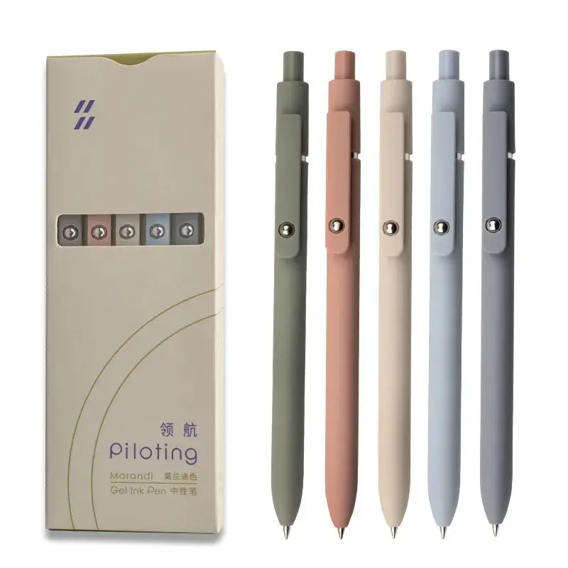 Press The Neutral Brush Question Pen Morandi Color Student Stationery Quick-Drying Carbon Pen Office Signature Pen 0.42mm