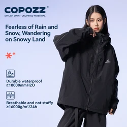 COPOZZ Thicken 3L Лыжная куртка Мужчины Женщины Ветрозащитное Водонепроницаемое зимнее лыжное пальто Лыжная одежда Однотонный теплый лыжный костюм с капюшоном для сноуборда