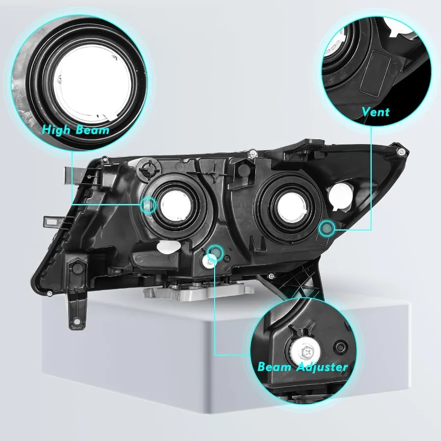 Headlight Assembly Set for 2013-2016 Nissan Pathfinder with Halogen Bulbs OEM Replacement Headlamps for Driver and Passenger Si