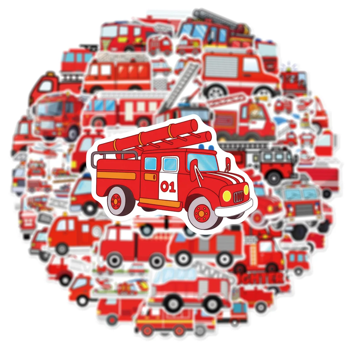 

10/50PCS Cartoon Fire Truck Sticker Fun Personality Creative Fire Engine Doodle Waterproof Decal Kids Toy Gifts for Suitcase