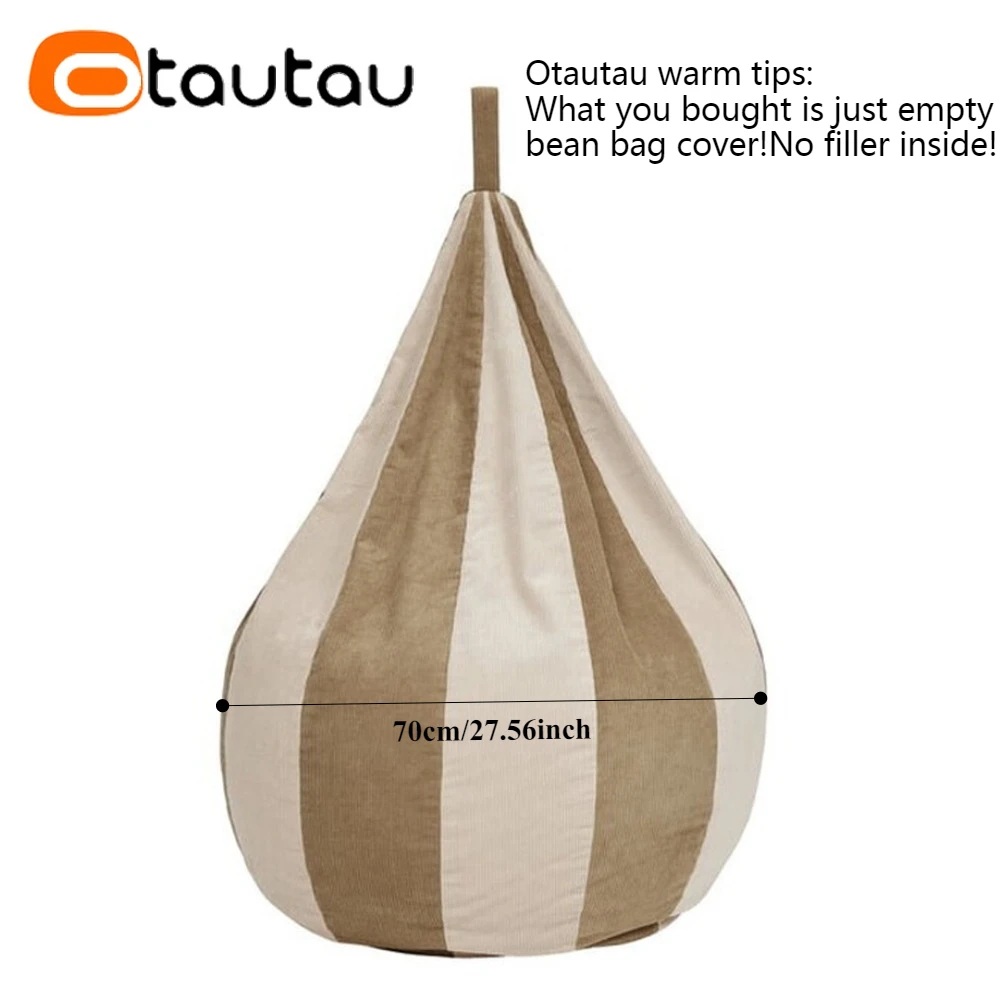 OTAUTAU Children Small Corduroy Bean Bag Cover Color Blocking Design Pouf DD218【No Filler!You Need To Fill It By Yourself !】 view 3