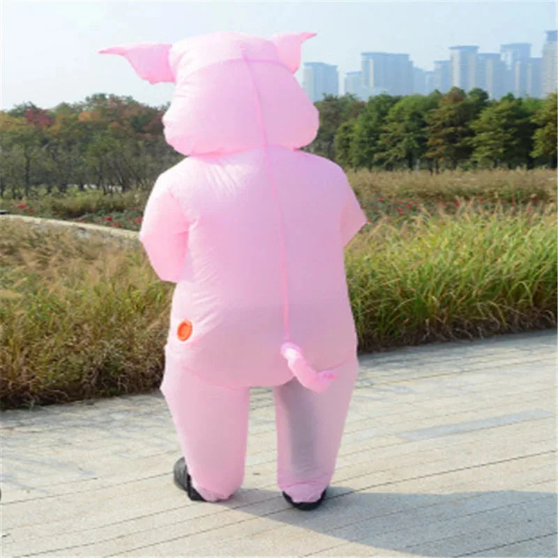 فستان خنزير وردي قابل للنفخ للأطفال البالغين زي تنكري أنيمي خنزير السنة الجديدة ملابس تنكرية لطيفة للحفلات التنكرية