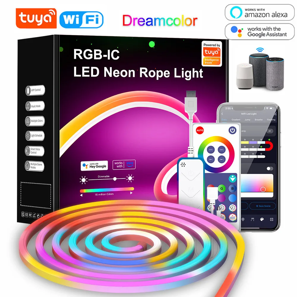 

Neon Light with WIFI 3M Neon Rope Light DIY Light Bar APP Control Music Sync TV Backlight Game Living Room Bedroom Decoration