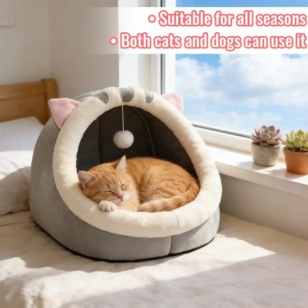 Abnehmbares Und Waschbares Haustierbett Katzennest Warmes Tiefschlaf-Komfort-Katzenbett Haustierzelt Gemütliche Höhlenhöhle Kleine Hundematte Weiches Katzenhaus S74636Acc53D84F24B11Fd4Ca2F10B5A50
