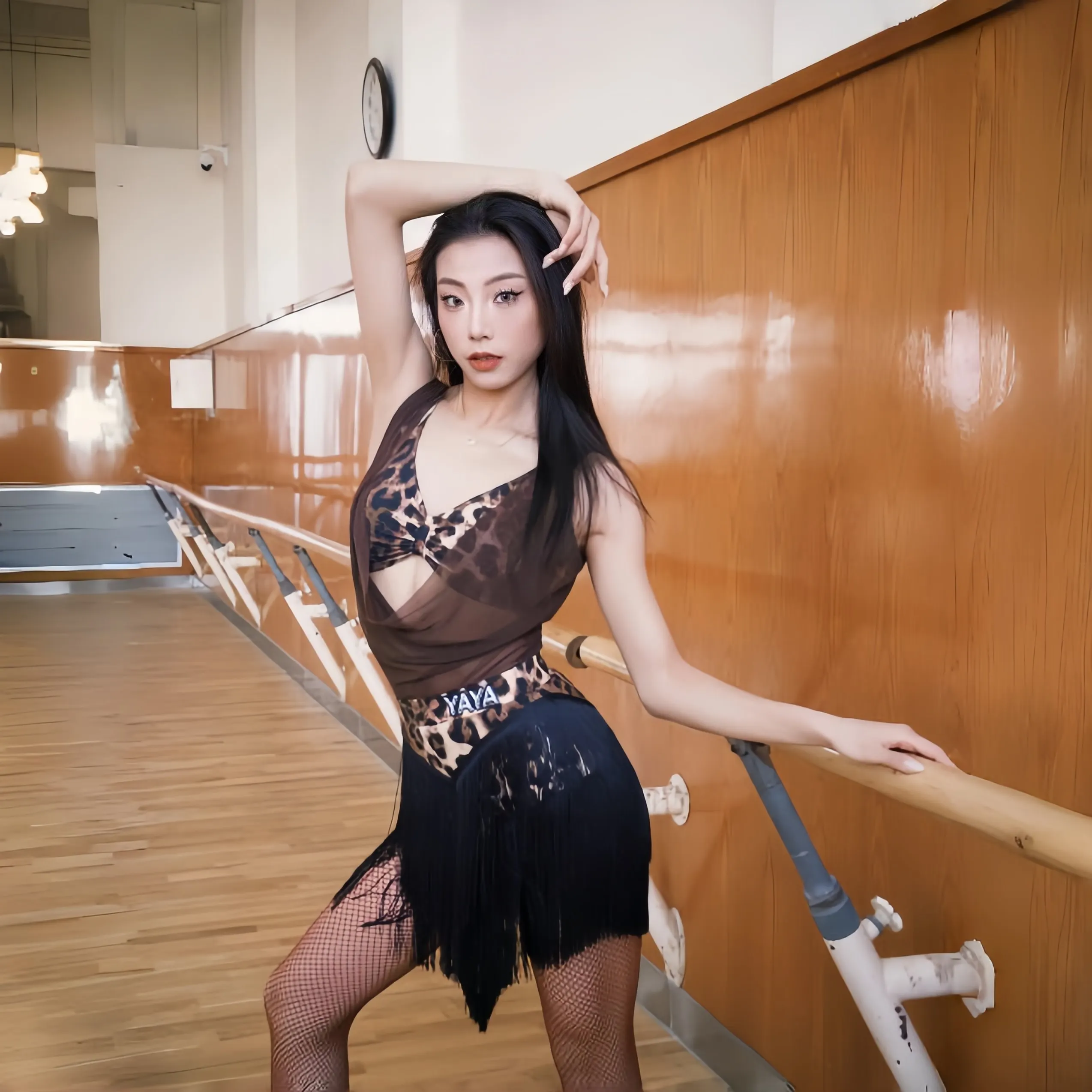 

Платье с леопардовым принтом на бретельках, платье для латинских танцев, костюмы для выступлений, женская юбка с кисточками, женская танцевальная одежда для соревнований, DN20807