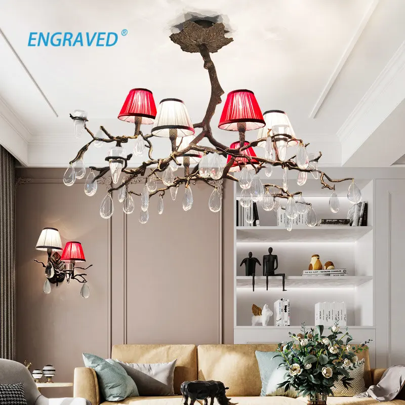 

Art Fan All Copper Light Luxury Ceiling Lamp Living Room Dining Room Bed Room Branch Portugal Designer Lamp