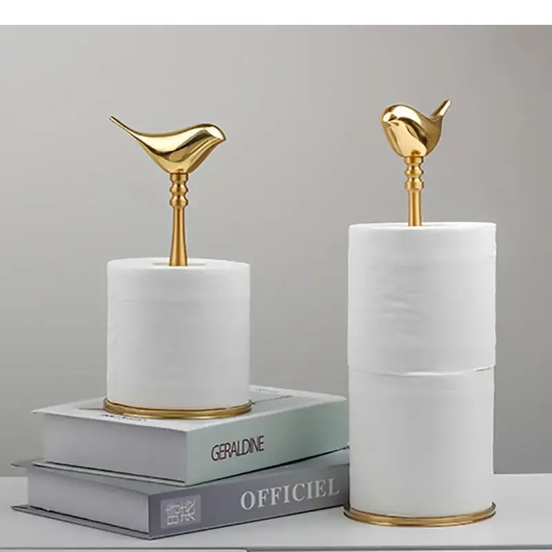 

--Minimalist Copper Paper Towel Rack Golden Bird Decorative Tissue Box Holder Marble Base Holders Modern Decor