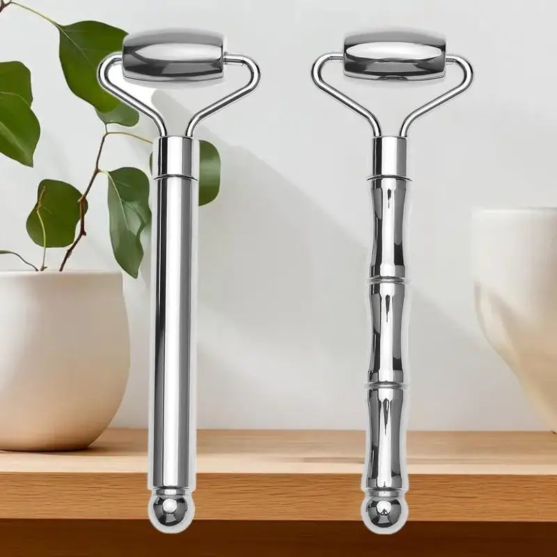 Rouleau de Massage Gua Sha pour le visage et le cou, en acier inoxydable, raffermissement de la peau, Lifting du visage, soins de beauté, 1 pièce