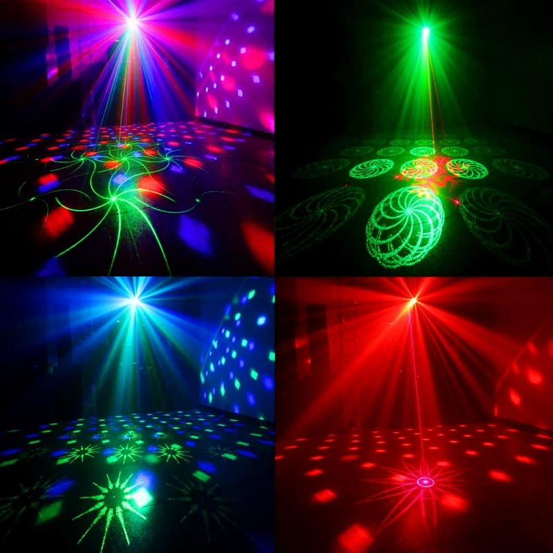 Bola de discoteca láser para DJ, luz de escenario roja, verde, azul, proyector de fiesta, RGB, Luces de decoración de vacaciones para Club de Navidad al aire libre