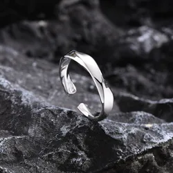 Mens Simple Mobius Twist Rings,Minimalist Opening Metal Wedding Ring,Thin Classic Polished Pinky Ring,Unisex Jewelry Gift