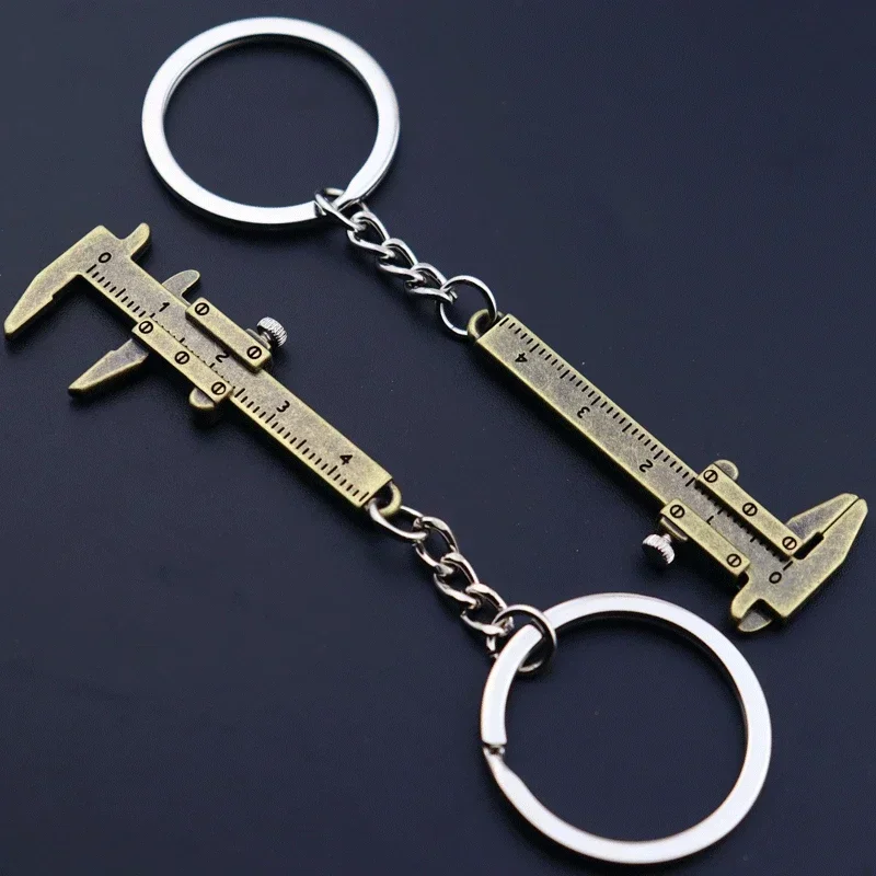 Mini  Key Vernier Caliper Portable 0-40mm Keychain Fashion Measuring Gauging Tools Car Turbo Key Chain Ring  Keychain