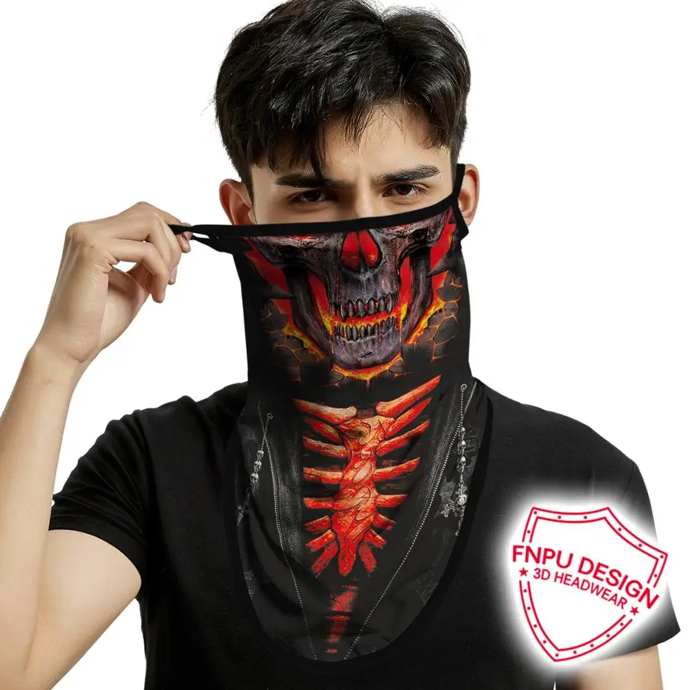 

Motorcycle 3D Seamless Skull Scarf Ear Hook Sports Scarf Neck Shield Face Dust Riding Bandana UV Protection Headwear Scarf