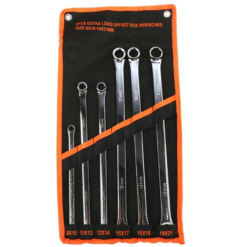 6 Pcs Extra Long Double Ring Box End Spanner Aviation Wrench Set Strong Power Less Effort Metric 8mm-21mm