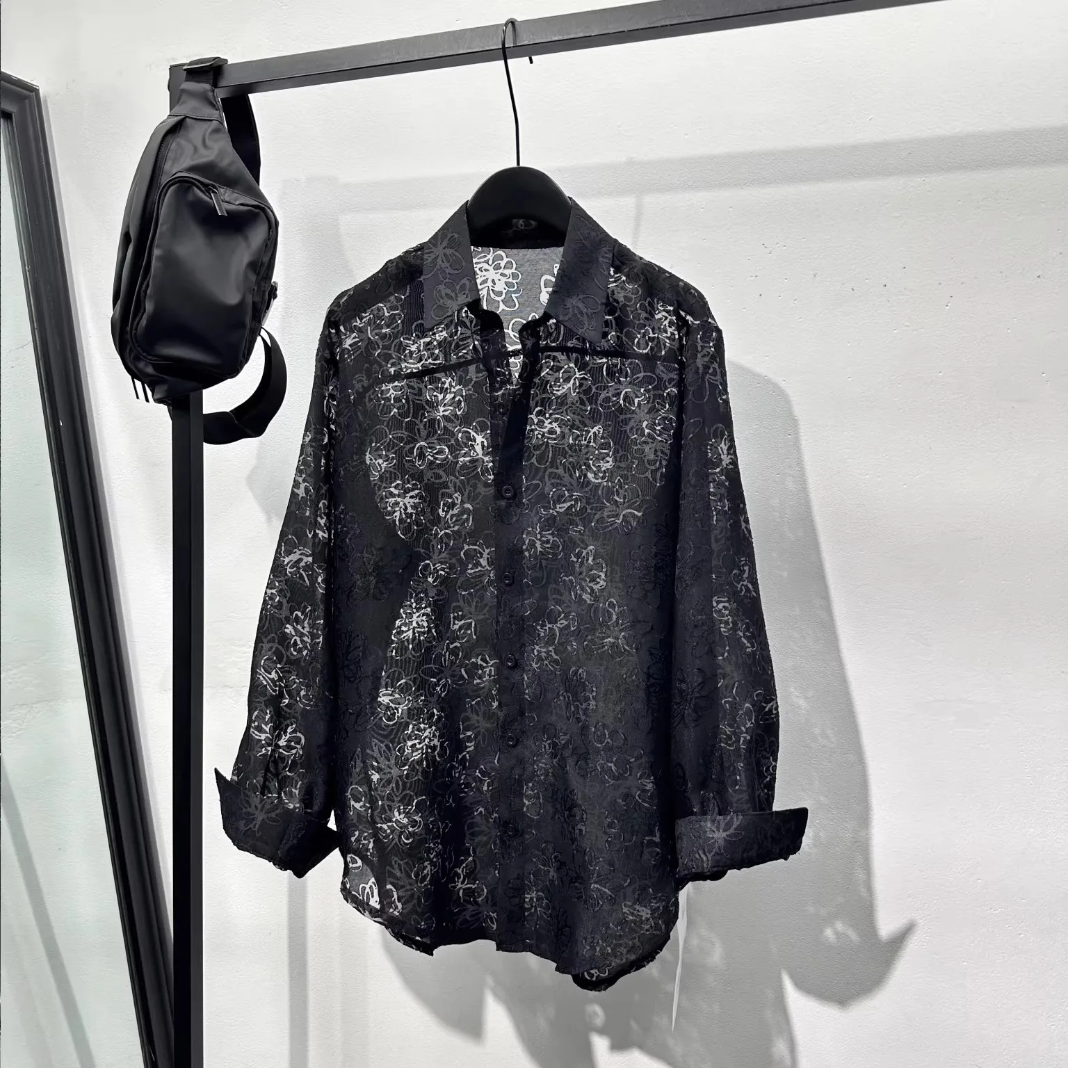 

Men Casual Shirts Gothic Style Men's Clothing Spring Male High Street Autumn Black Shirts