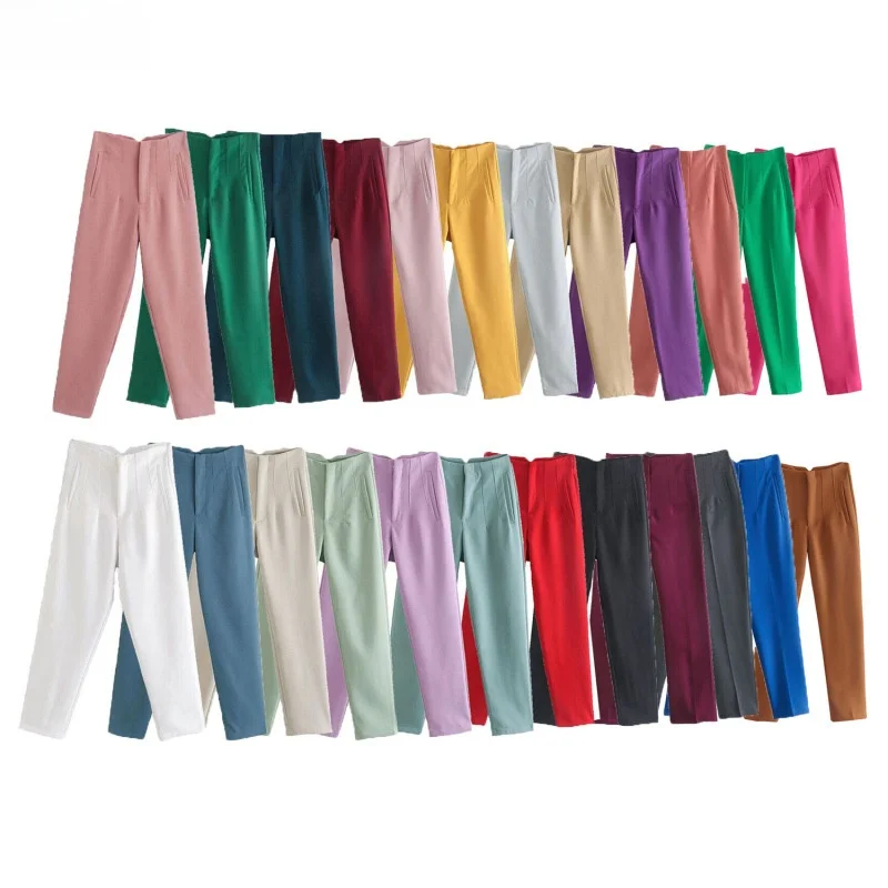 Pantalon court taille haute pour femmes, coupe cintrée, décontracté, Cleanfit Sle, détail de fermeture éclair, jambe droite, matériau PVC, 2025