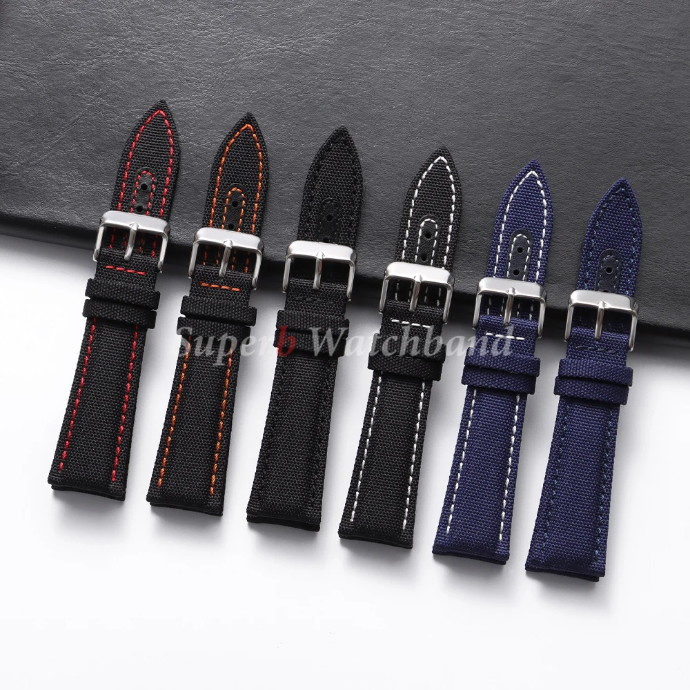 Nylon Strap Canvas Leather Watchband for Omega 20mm 22mm Universal Watchband Waterproof Bracelet for Men Women Watch Accessories