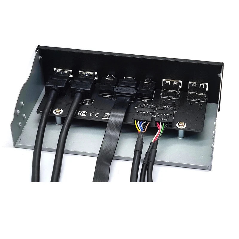 Pannello frontale USB 3.0 per PC USB 3.1 tipo C + 2x USB3.0 + 2x Hub USB2.0 + Audio HD 3.5mm + microfono auricolare per 5.25 "CD-ROM Drive Bay