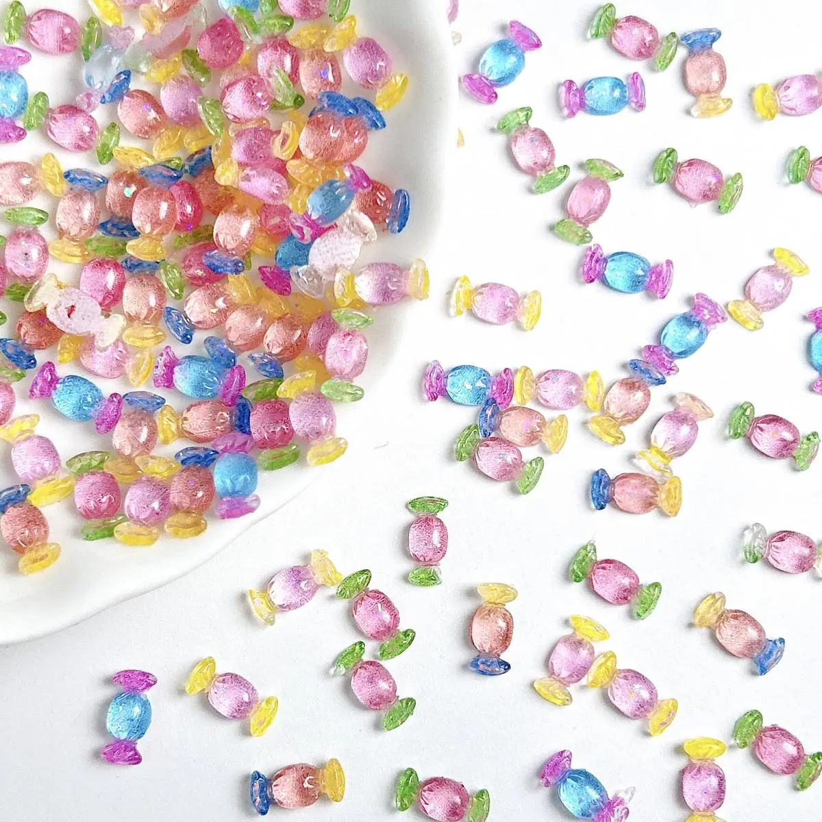 

Translucent Colorful Resin Candy Nail Art Decorations Mini Adorable Simulated Candy Nail Charms for Making DIY Manicure Supplies