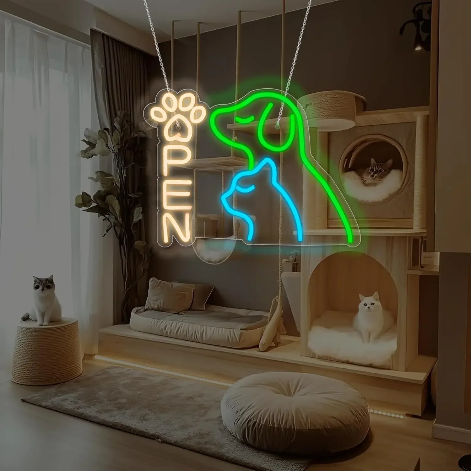 My Pet Dog Cat Paw Multicolor Neon Sign LED Wall Art USB Powered Acrylic Glow Lamp Pet Shop Home Bedroom Decor Novelty Gift