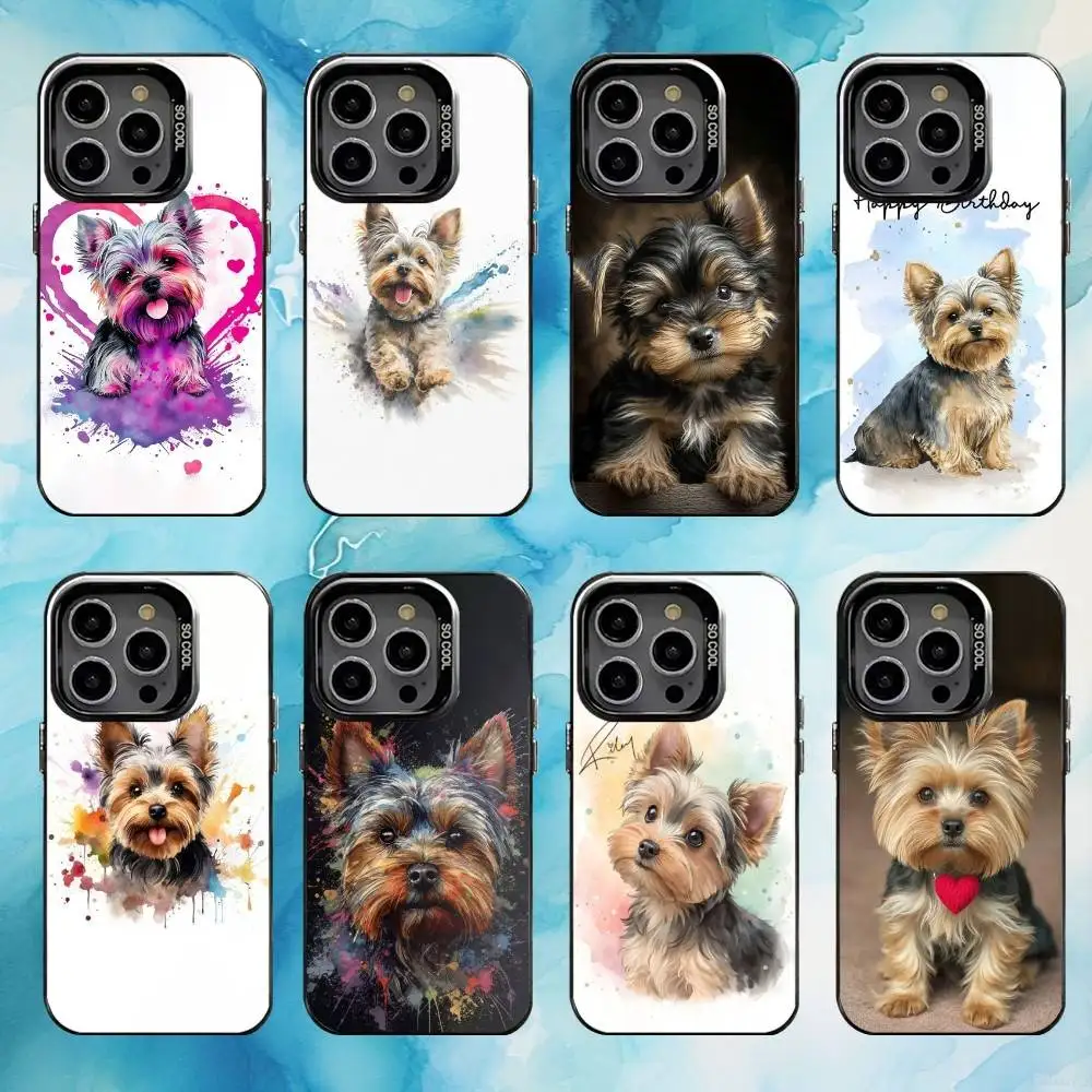 

Pet Dog Yorkshire Terrier Phone Case For iPhone17,16,15,14,13,12,11 Plus,Pro Max Black Candy Matte Shockproof Cover