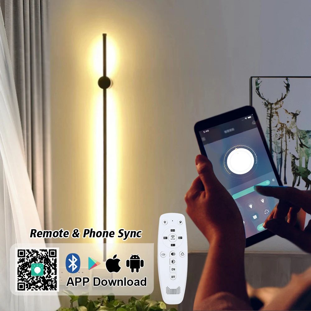 

Dimming Led Wall Lamp 350° 85V-245V APP Remote Control Touch Switch Long Wall Light Wall Sconce home decor For BedroomLiving