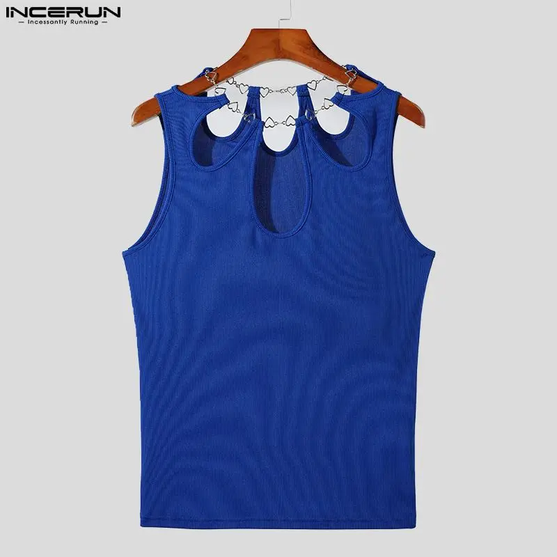 American Style New Men Solid Comfortable Tank Tops Casual Streetwear Male Hollow Design Sleeveless Vests S-5XL INCERUN Tops 2023