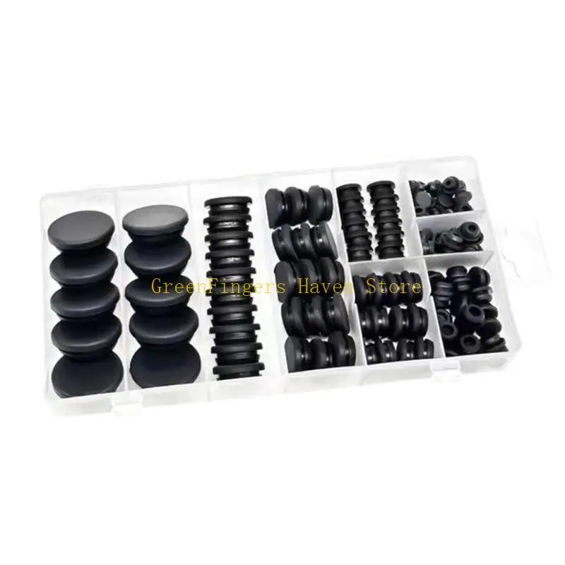 F68D 125pcs مقابس ثقب المطاط متعدد الحجم 8 حجم T سدادة سدادة سدادة الغبار