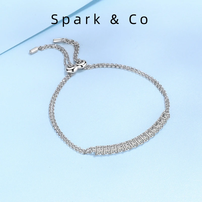 

Very Popular PT950 Platinum Chain Bracelets D Color Total 1.3ct Moissanite Diamond for Women Luxury Girls and Ladys Jewelry Gift