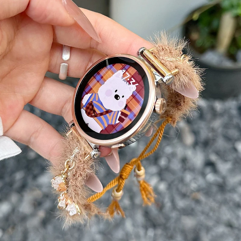 18mm 20 22 Luxury Butterfly Plush Bracelet for Huawei Watch GT4 GT 5 41mm 46mm Adjustable Handmade Strap for Huawei Band 9 8 7 6