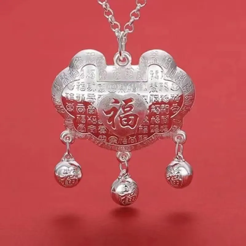 

Longevity Pendant Yearly Peace Lock Men and Women Silver Jewelry