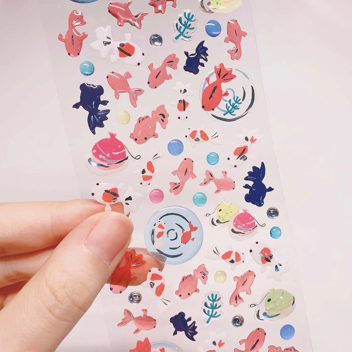 Crystal Drop 3D adesivi in PVC Scrapbooking Hot Stamping Sticker Wind Chime Goldfish Ice Cream Diy Journal Diary Cute Decor Gift