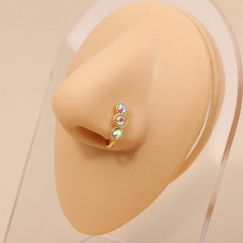 Piercing falso para la nariz para mujer y niña, pendiente con Clip para la oreja, con forma de corazón, Estrella y corona, joyería corporal, regalo, 1 piezas