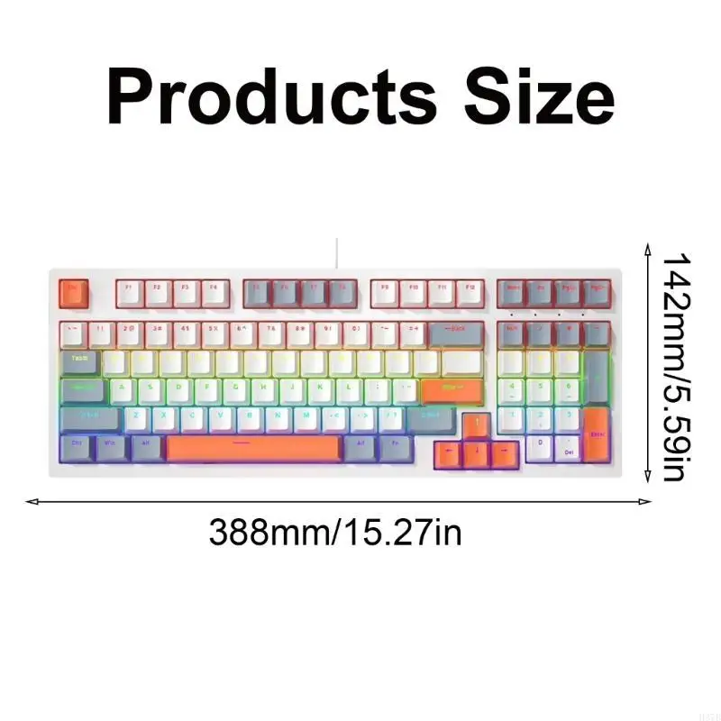 Teclado jogo mecânico H37B LED backlits para teclado ergonômico fios gamer para PC