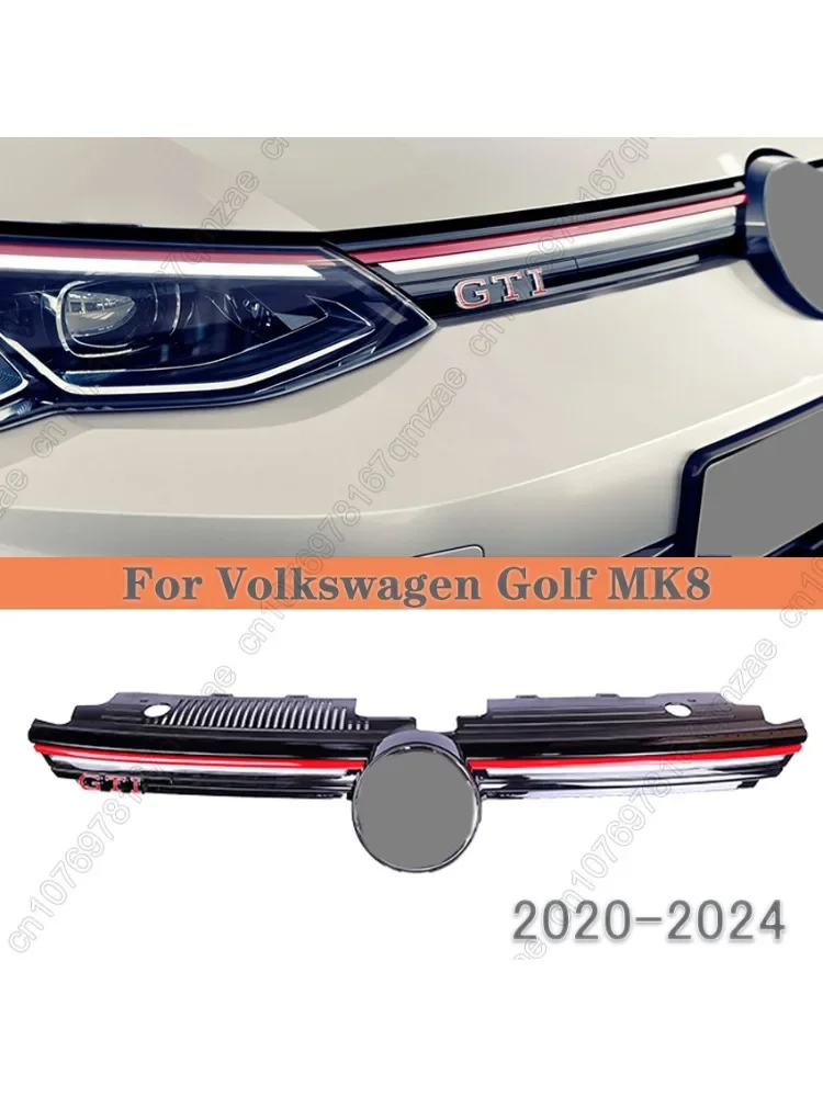 Voor VW Golf8 MK8 2020-2024 GTI R Auto Voorbumper Vent Grille LED Grille Zwarte lijn Zilveren lijn Rode lijn Stijl Body Kit Tuning - afbeelding 2