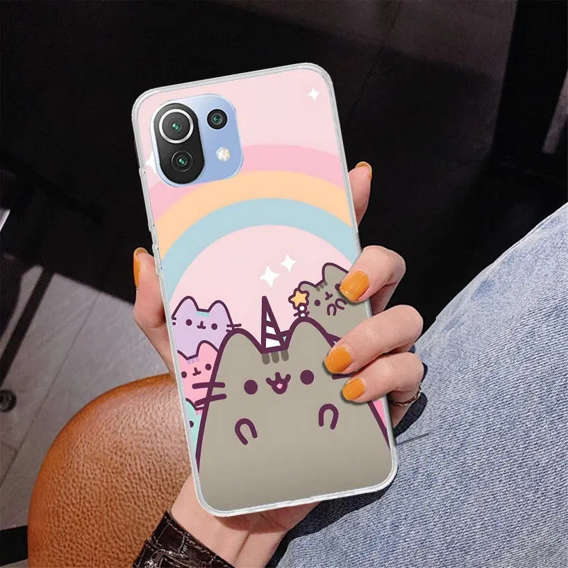 Cartoon Pusheen Cat Phone Case For Xiaomi Redmi Note 10 9S 9 8T 8 Pro 7 5 Mi 12T 11T 10T 9T 12 11 Lite A2 A3 Coque Shell Cover