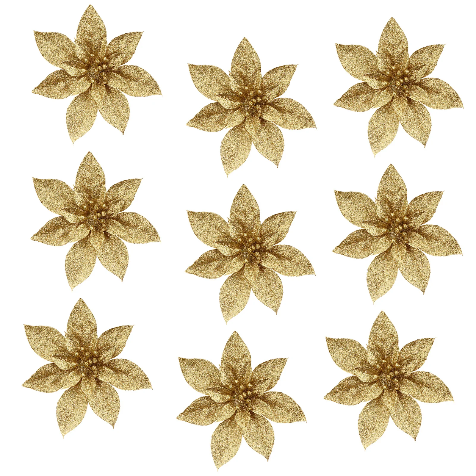 

9Pcs Artificial Christmas Flower Decor Sparkling Simulation Blooms Festive Hanging Decoration for Tree Home Party Xmas Tree