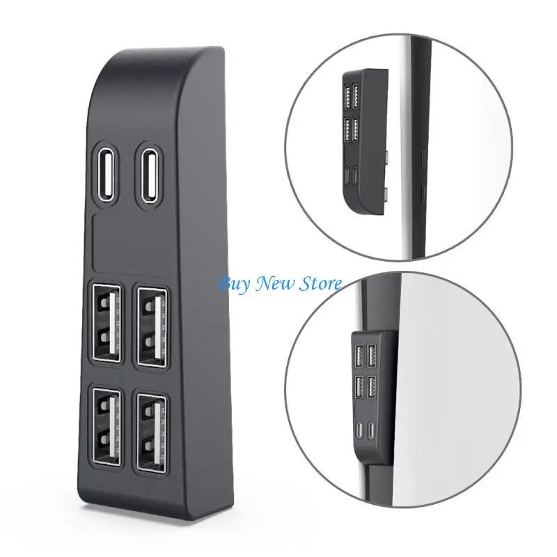 

20CE Gaming Console 6 in 1 USB Splitter Hub Expansion Adapter Super Speed Plug Play Compatible for Connect Multiple Devices