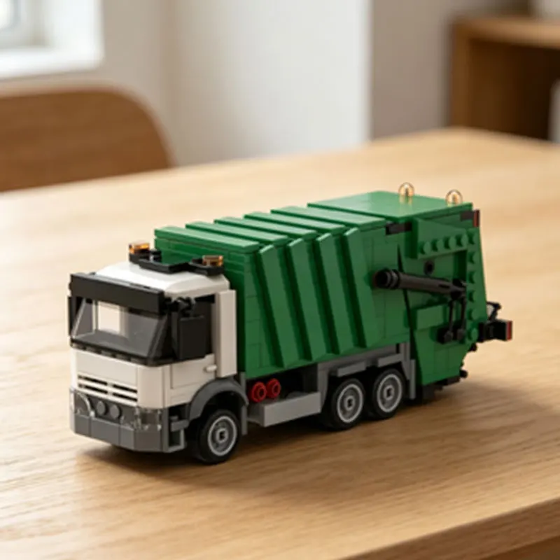 MOC City Sanitation Garbage Truck Model Small Particle Assembly Building Blocks Boy Toy Ornament Gift Set 332pcs