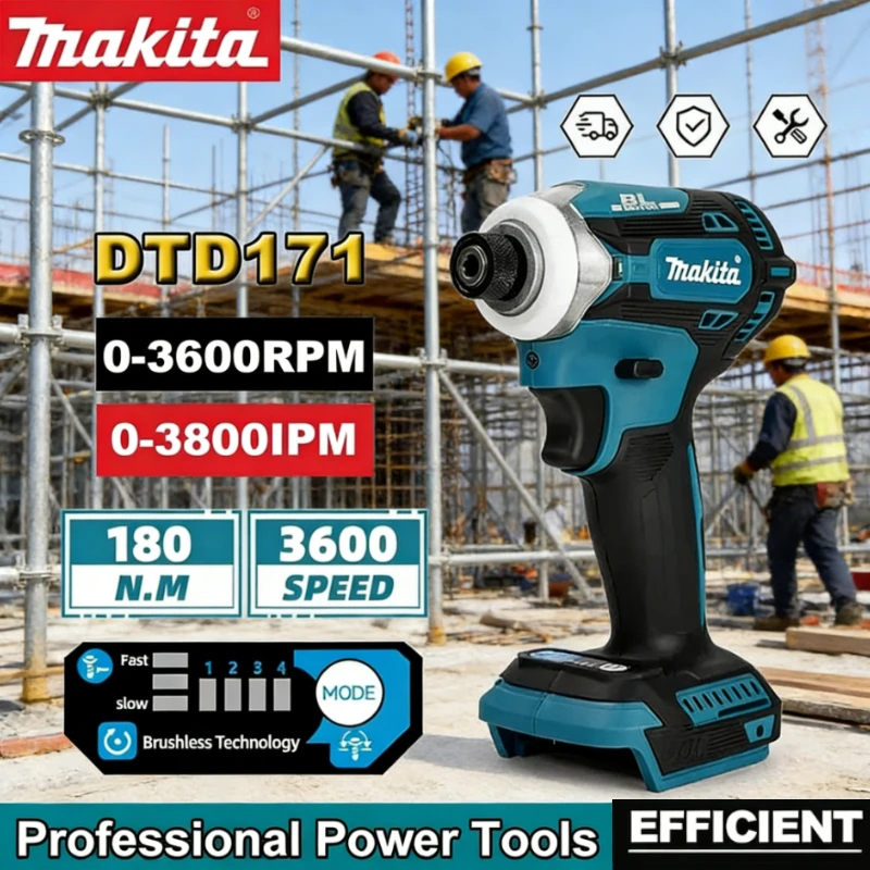 

Аккумуляторный ударный шуруповерт Makita DTD171 с бесщеточным двигателем, 18В, BL-мотор, электроинструмент