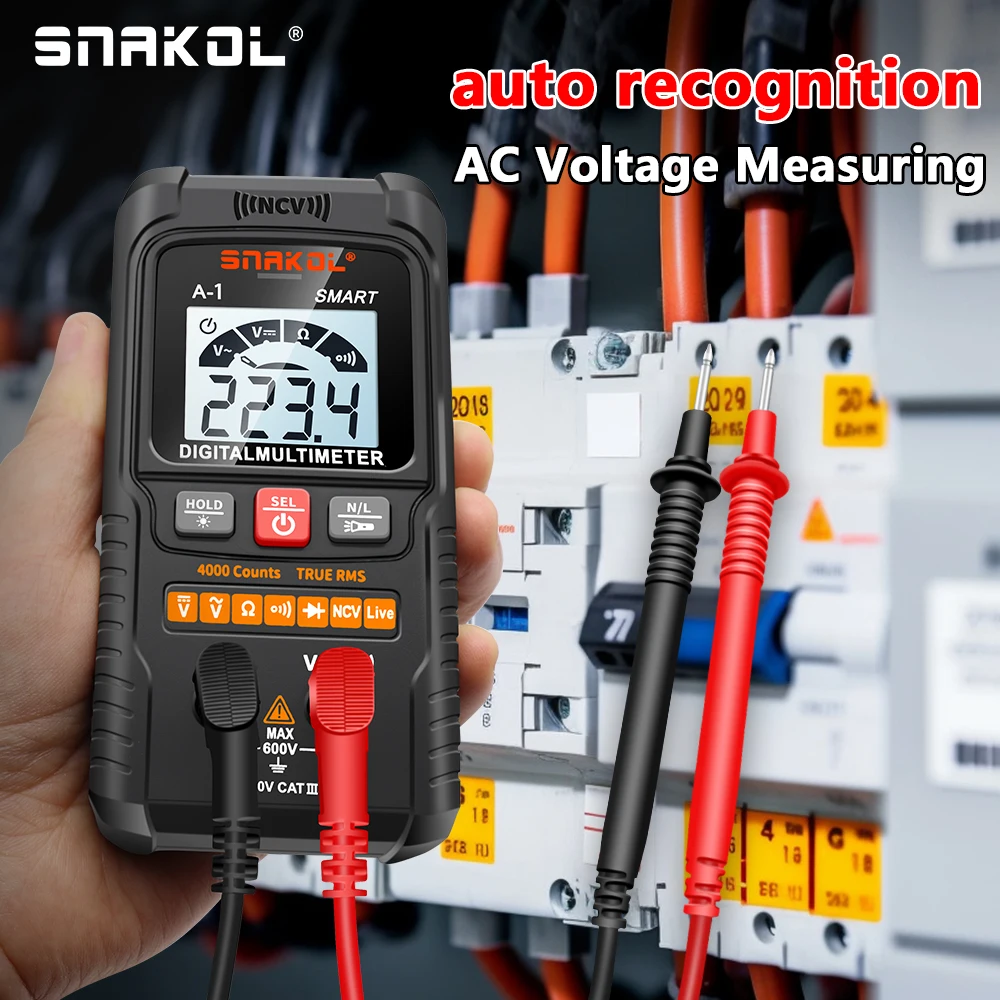 Imagem -02 - Mini Multímetro Digital ac dc Ncv Inteligente Multímetro Testador Ohm Medidor de Tensão 4000 Contagem Faixa Automática Profissional Eletricista Tester