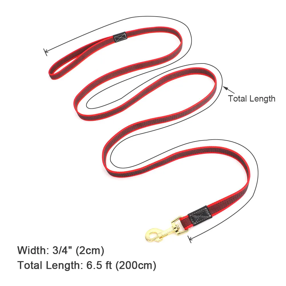 2m Long Dog Leash Pet Lead Non-Slip Rubber Nylon Training Walking Rope Dog Leashes For Small Medium Large Dogs